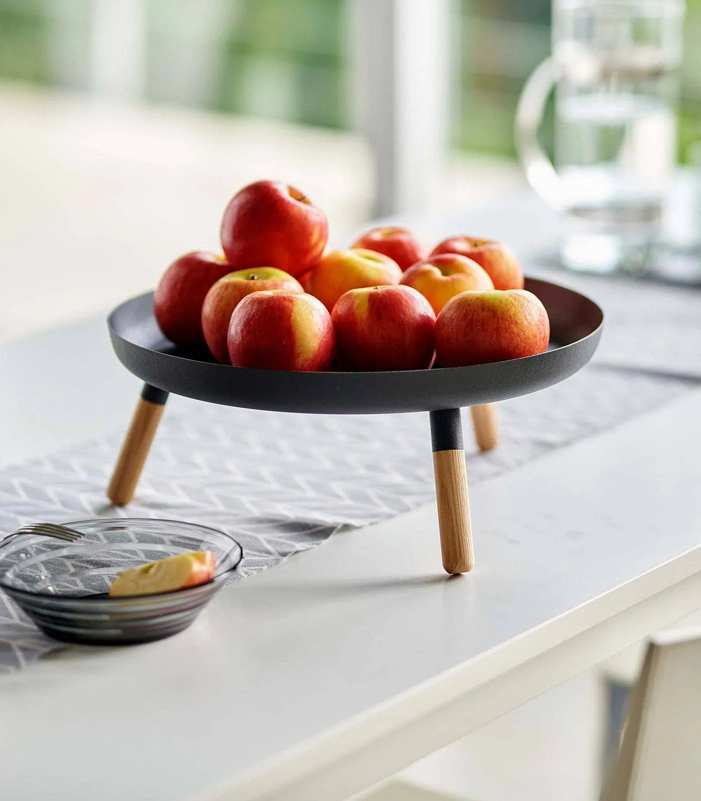 Countertop Pedestal Tray - Steel   Wood: Black