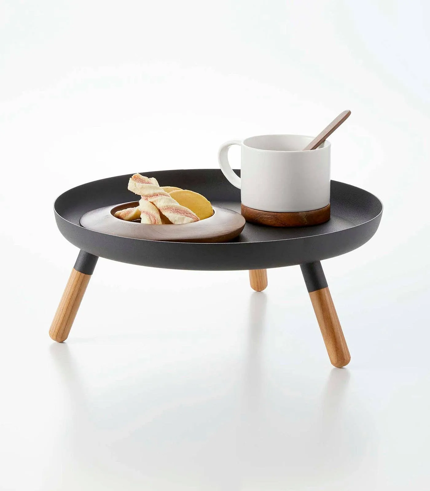 Countertop Pedestal Tray - Steel   Wood: Black