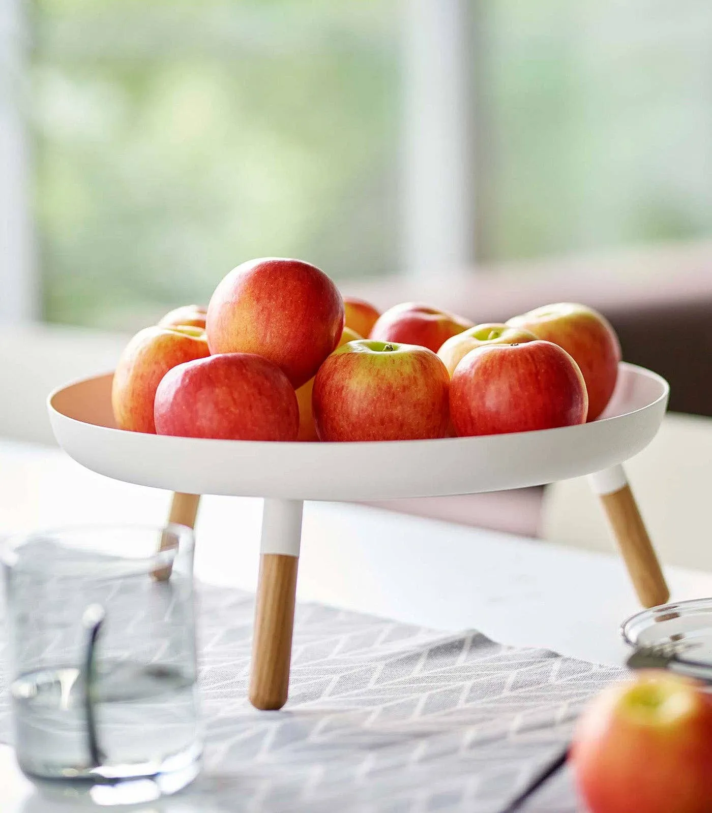 Countertop Pedestal Tray - Steel   Wood: Black
