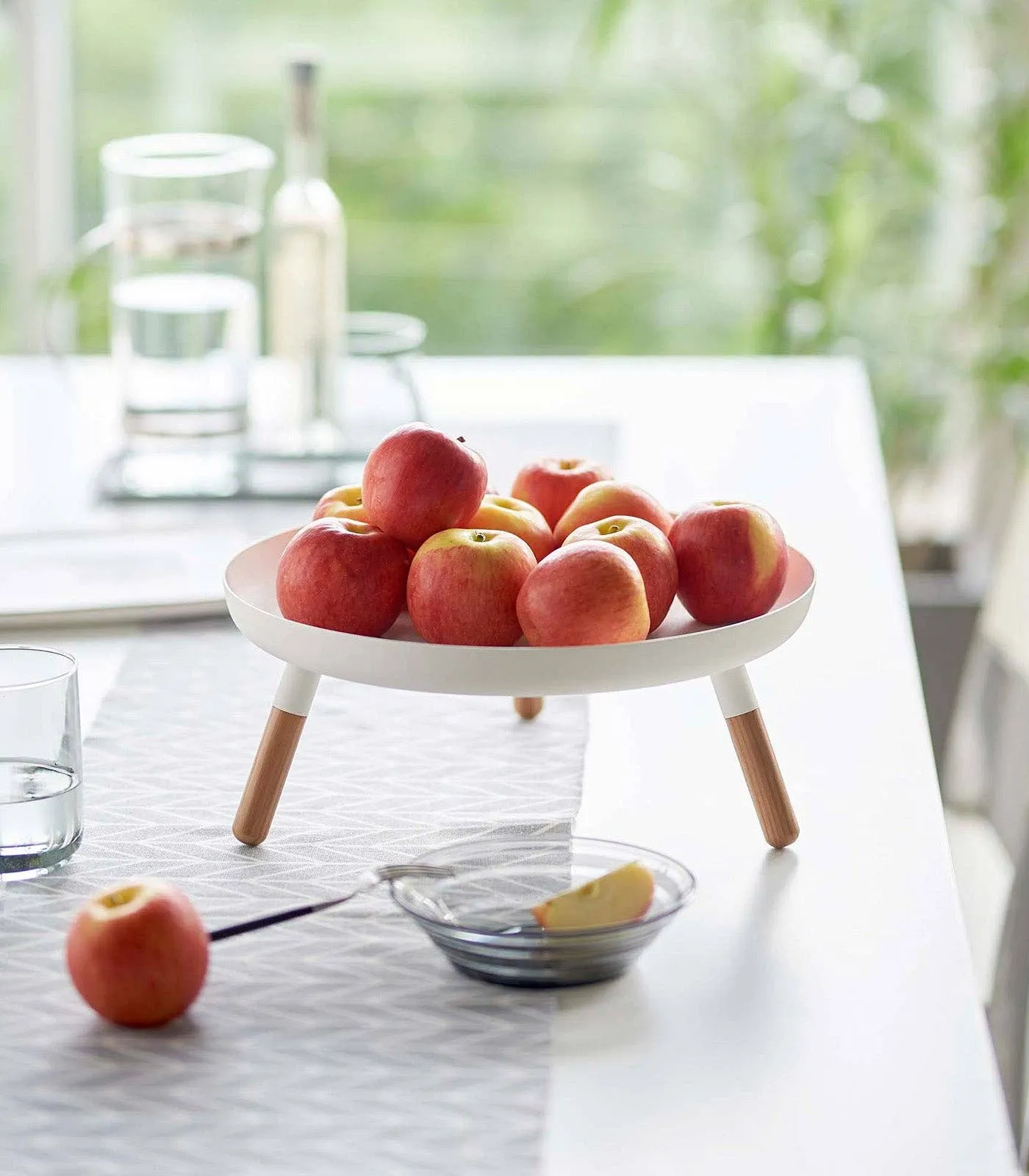 Countertop Pedestal Tray - Steel   Wood: Black