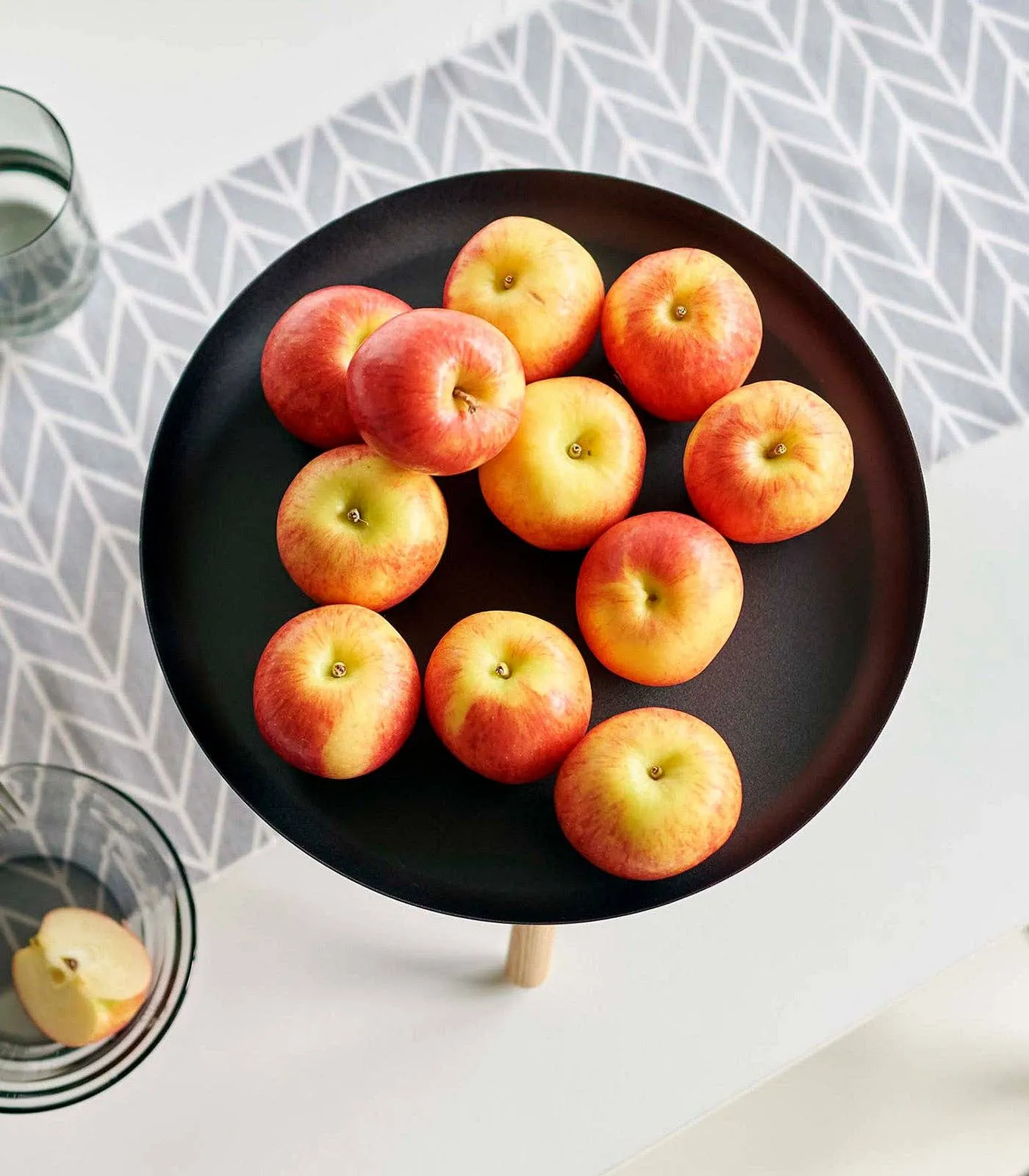 Countertop Pedestal Tray - Steel   Wood: Black