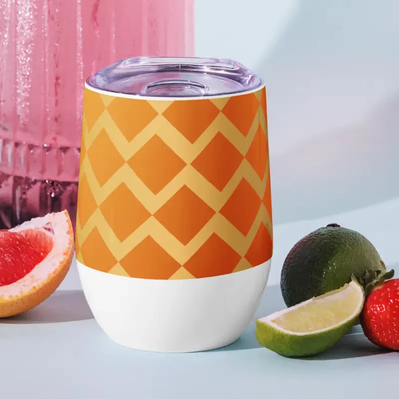 Cozy Sunset Wine Tumbler with Orange Zigzag Pattern