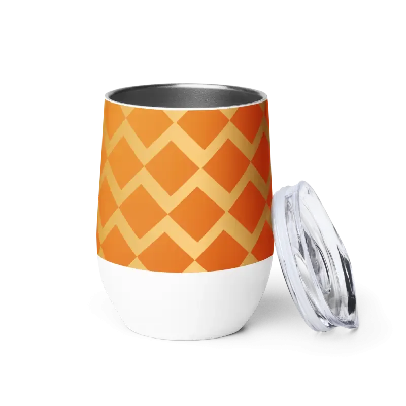 Cozy Sunset Wine Tumbler with Orange Zigzag Pattern