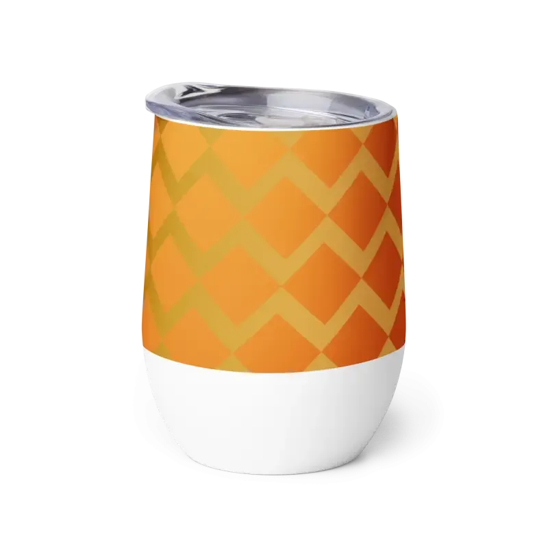 Cozy Sunset Wine Tumbler with Orange Zigzag Pattern