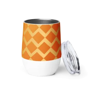 Cozy Sunset Wine Tumbler with Orange Zigzag Pattern