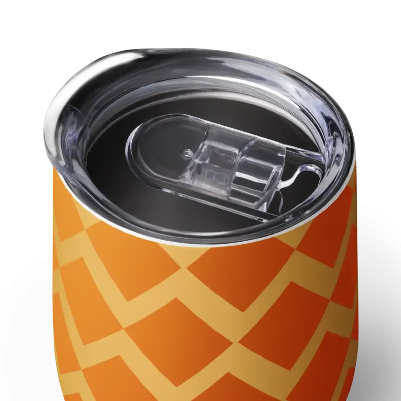 Cozy Sunset Wine Tumbler with Orange Zigzag Pattern