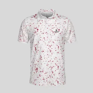 crimson paint splatter golf polo for men