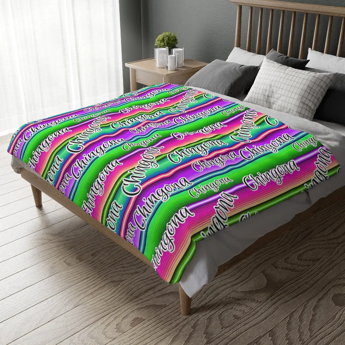 Cuddle a chingona - Velveteen Minky Blanket (Two-sided print)