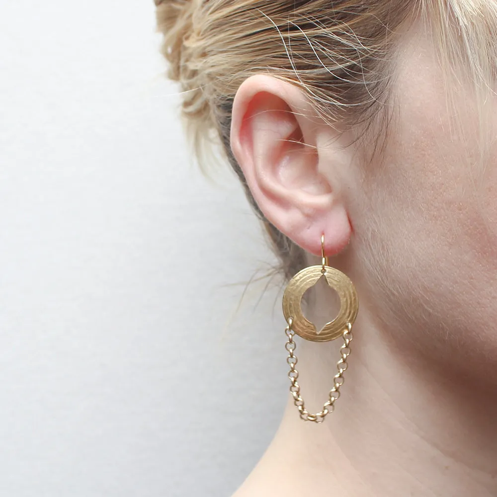 Cutout Disc with Chain Wire Earring
