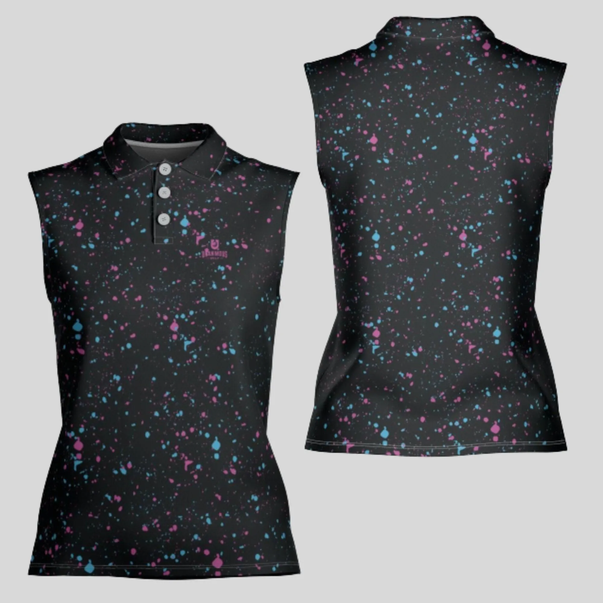 cyan-flamingo women's sleeveless golf polo shirt
