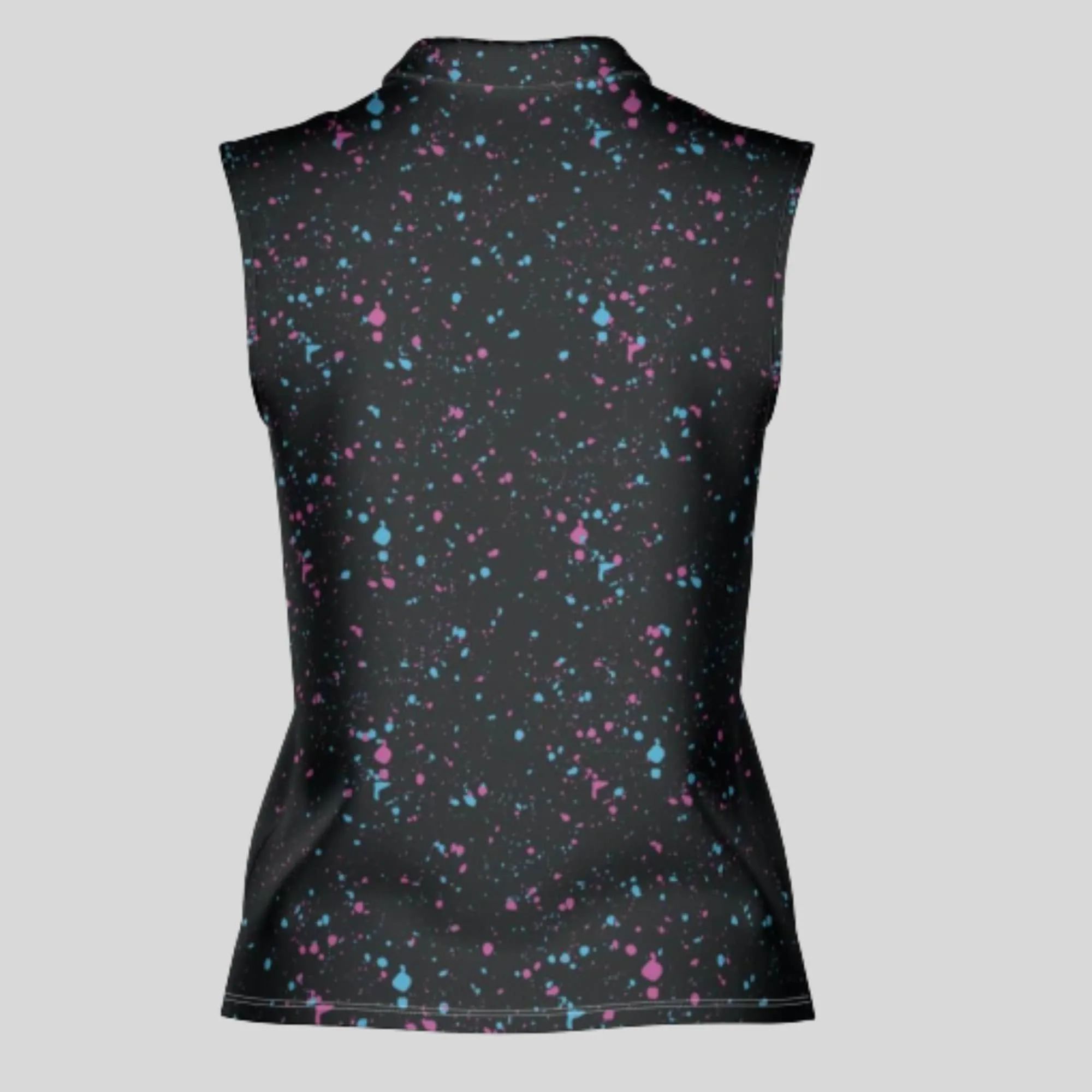 cyan-flamingo women's sleeveless golf polo shirt