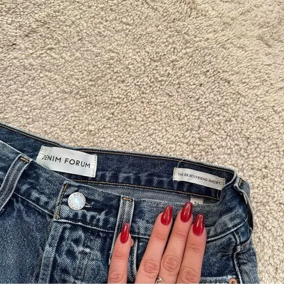 Denim Forum Aritzia the ex boyfriend denim short medium wash