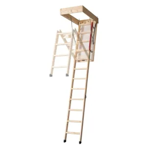 DJM Deluxe 3-Section Timber Loft Ladder with Insulated Hatch