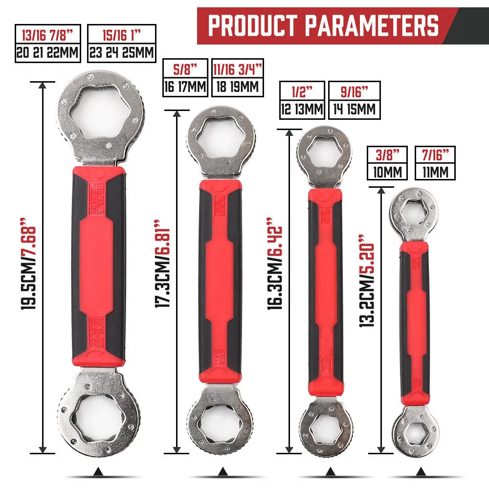 Double Head Multi Wrench Spanner 4 Piece Set