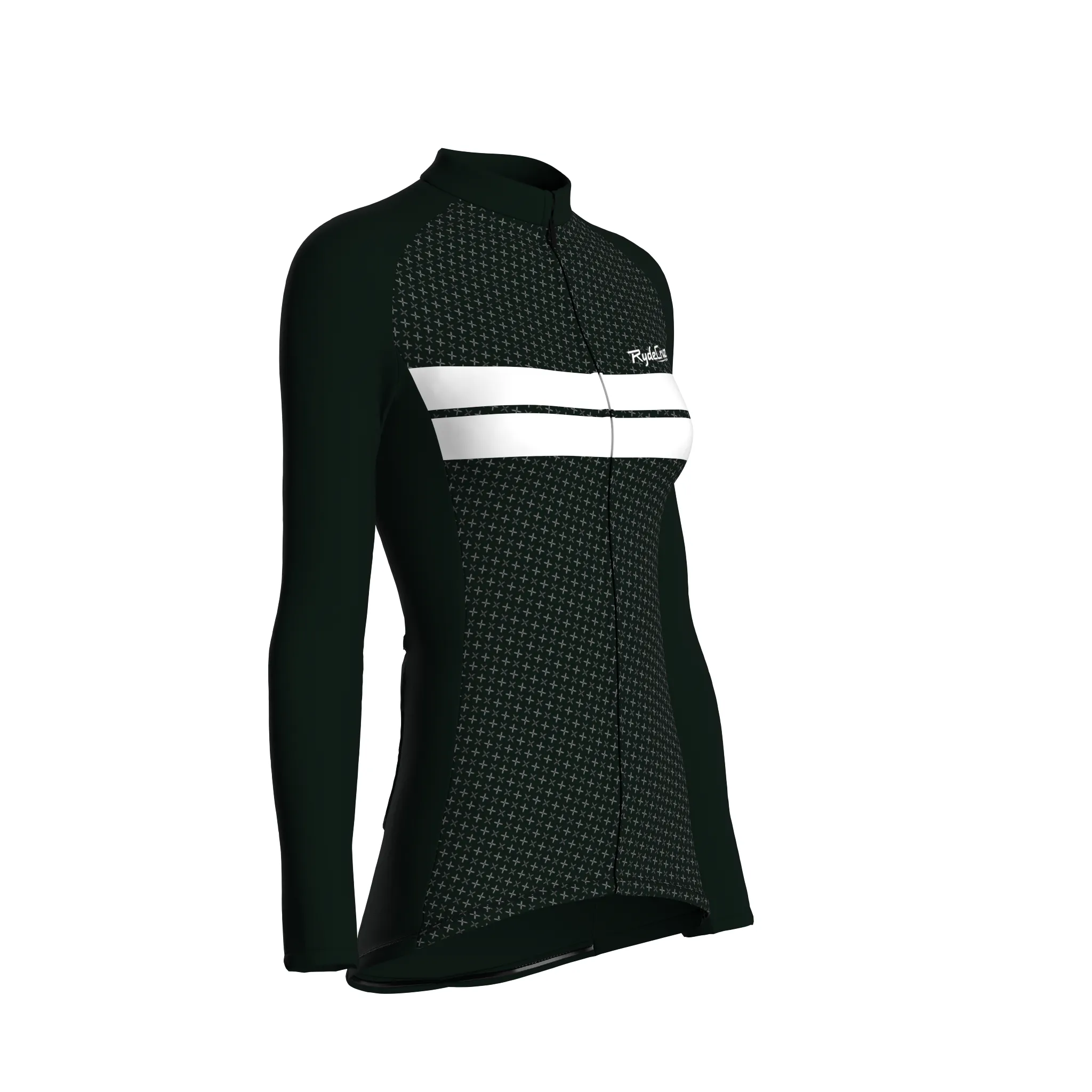 Dual Stripe Dynamics | Dark Green Female Long Sleeves Jersey