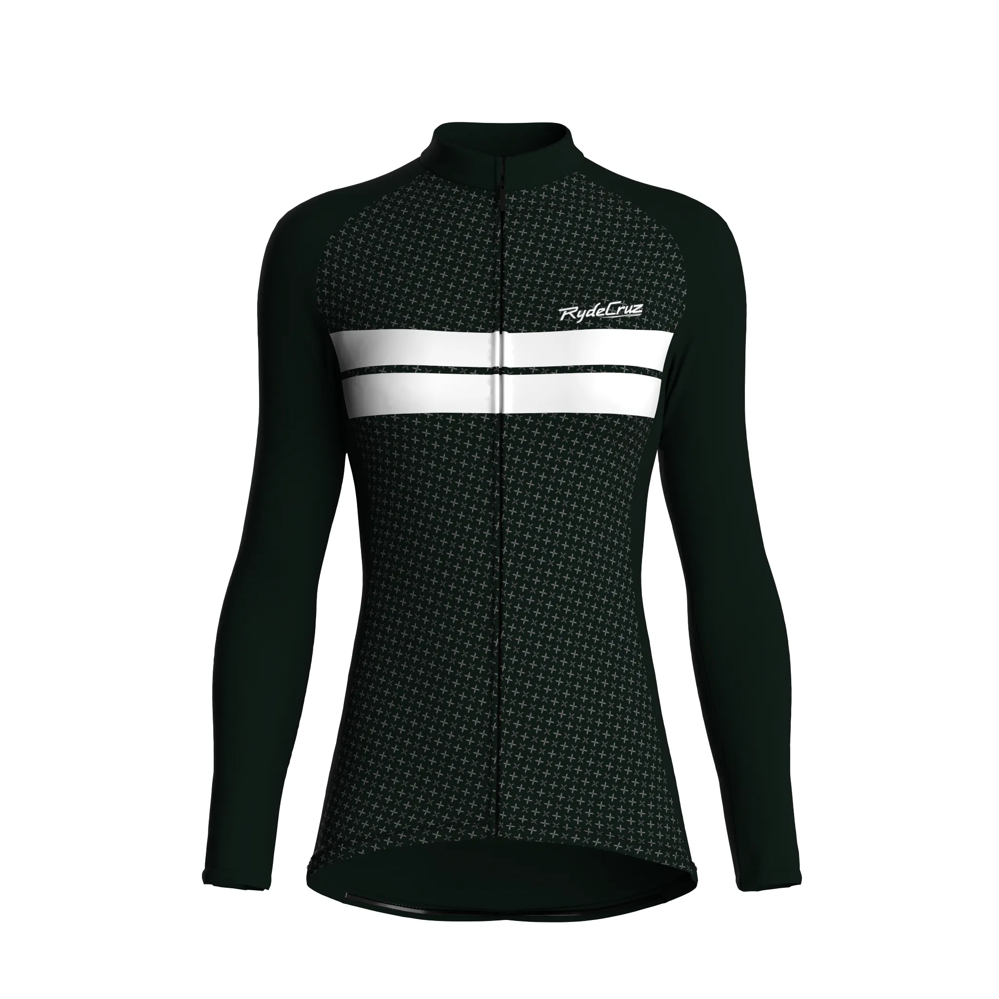 Dual Stripe Dynamics | Dark Green Female Long Sleeves Jersey