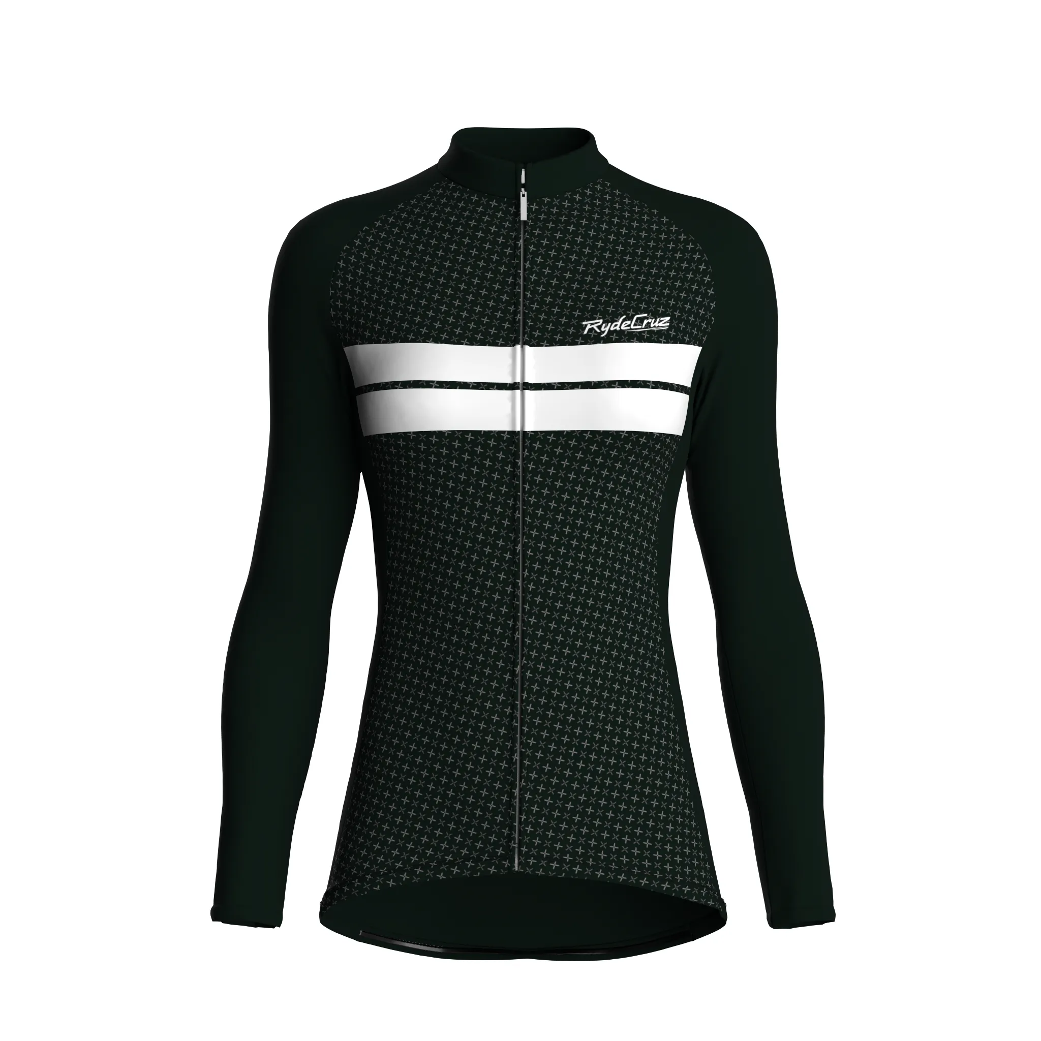 Dual Stripe Dynamics | Dark Green Female Long Sleeves Jersey