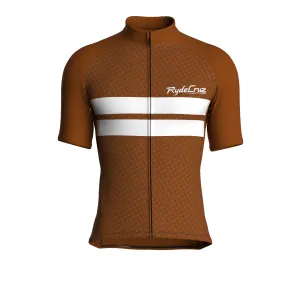 Dual Stripe Dynamics | Earth Brown Male Short Sleeves Jersey