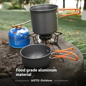 Durable Hard Alumina Portable Camping Pot and Cookware Set with Cover