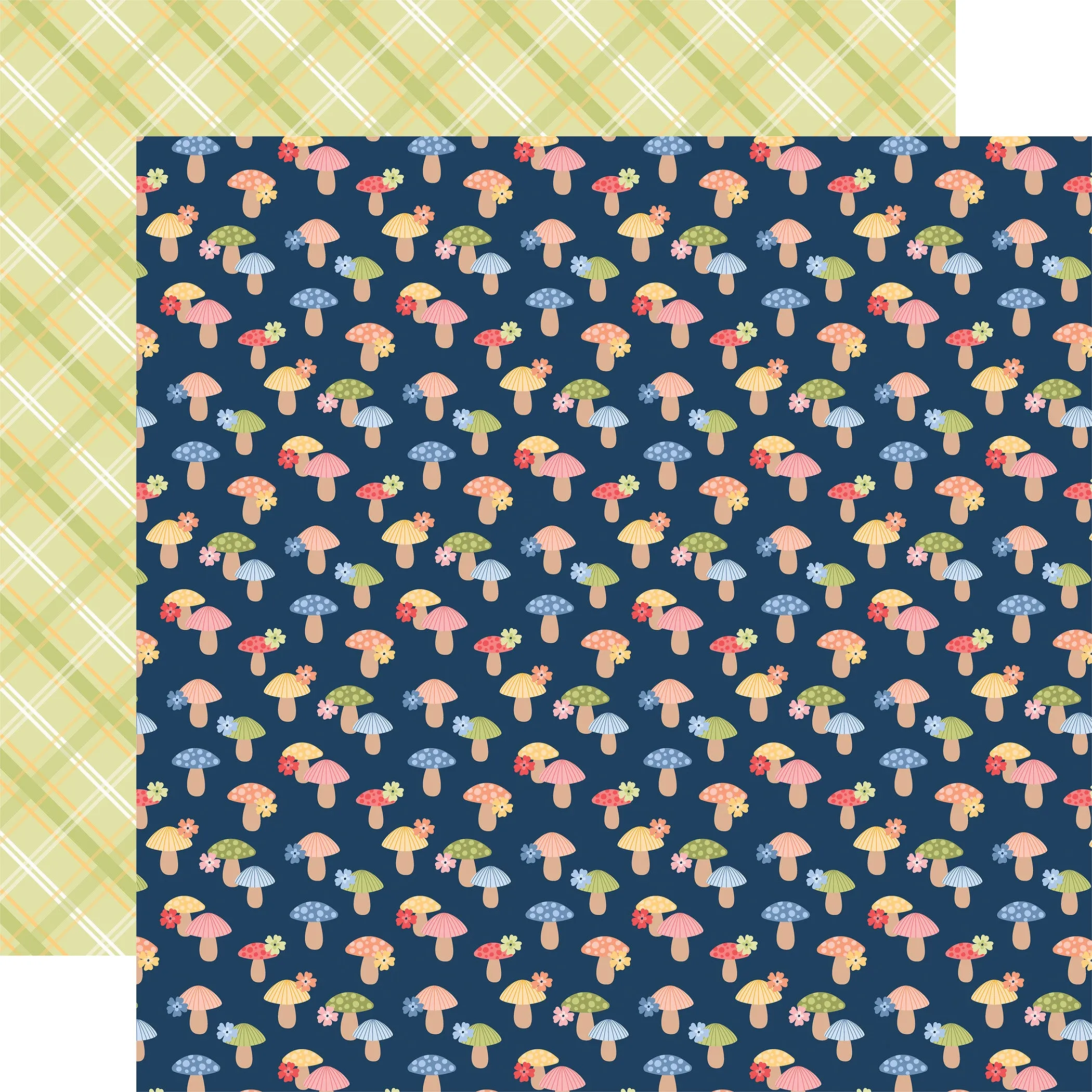 Echo Park - Blossoms and Bees - 12x12 Single Sheet - Lovely Mushrooms