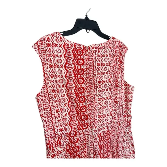 Ellen Tracy Red and White Patterned Dress Size 8