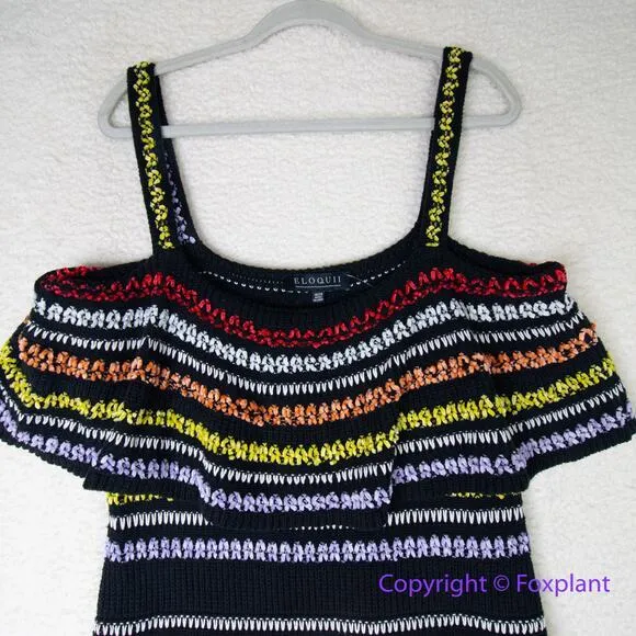 Eloquii crochet‎ knit sweater dress colorful patterned plus size 18/20