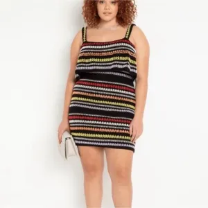 Eloquii crochet‎ knit sweater dress colorful patterned plus size 18/20