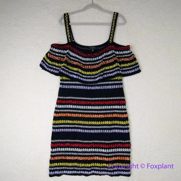 Eloquii crochet‎ knit sweater dress colorful patterned plus size 18/20
