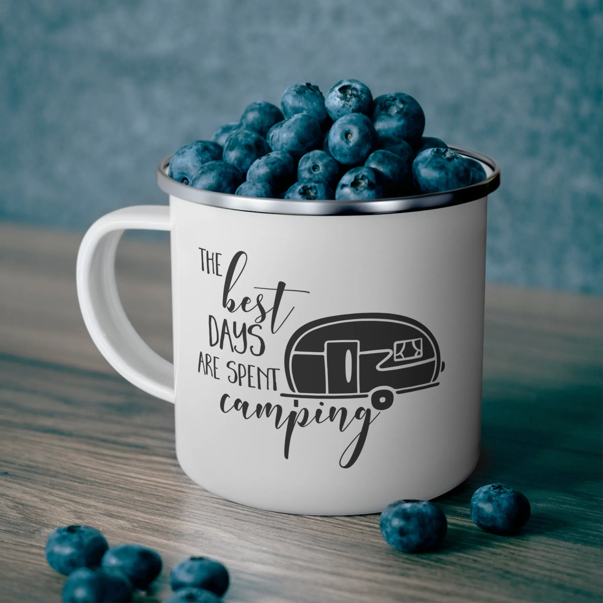 Enamel Camping Mug - "The Best Days are Spent Camping" - Nature Lover's Outdoor Coffee Cup