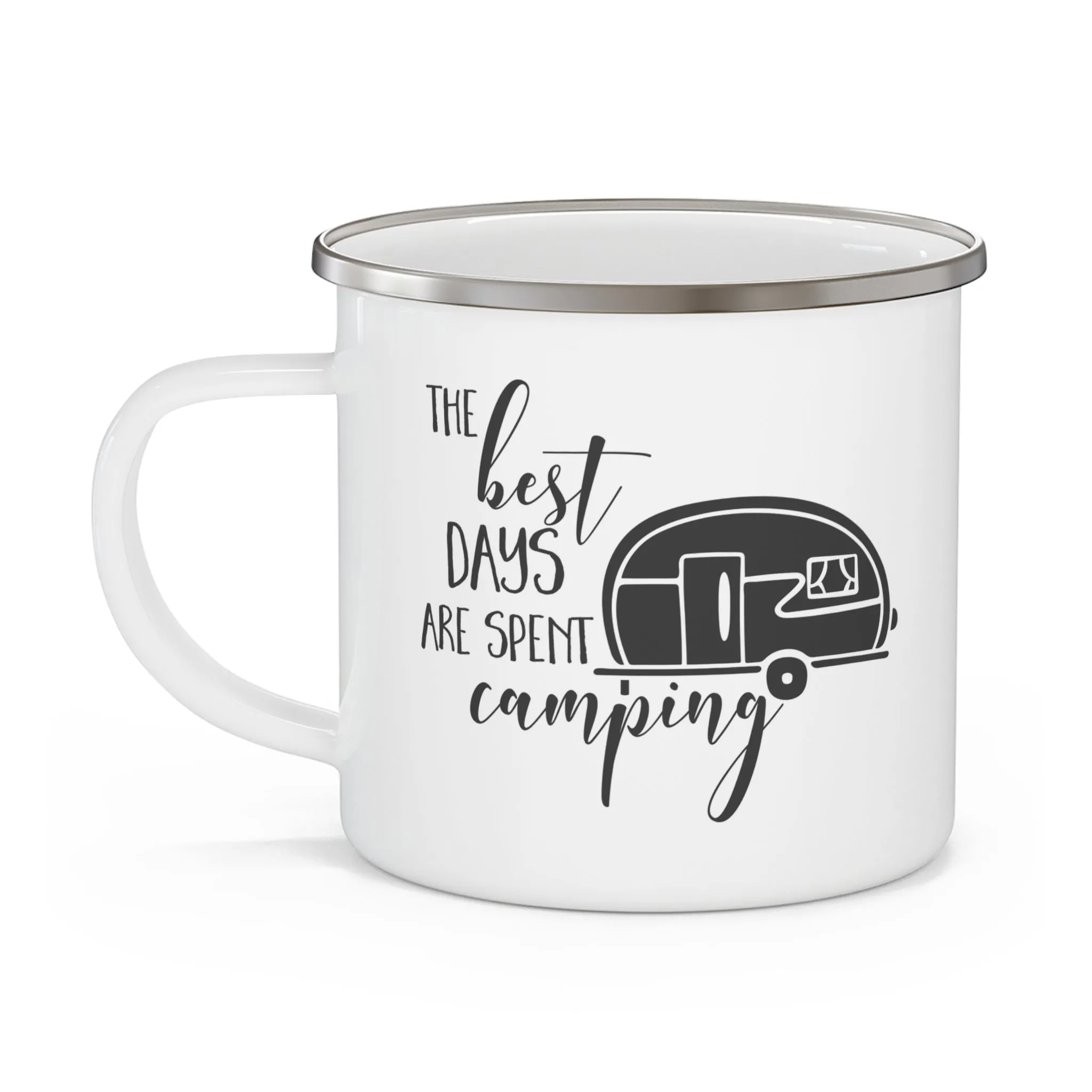 Enamel Camping Mug - "The Best Days are Spent Camping" - Nature Lover's Outdoor Coffee Cup
