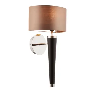 Endon CORVINA-1WB Corvina 1lt Wall Dark wood, bright nickel plate & mink fabric 40W E14 golf (Required)