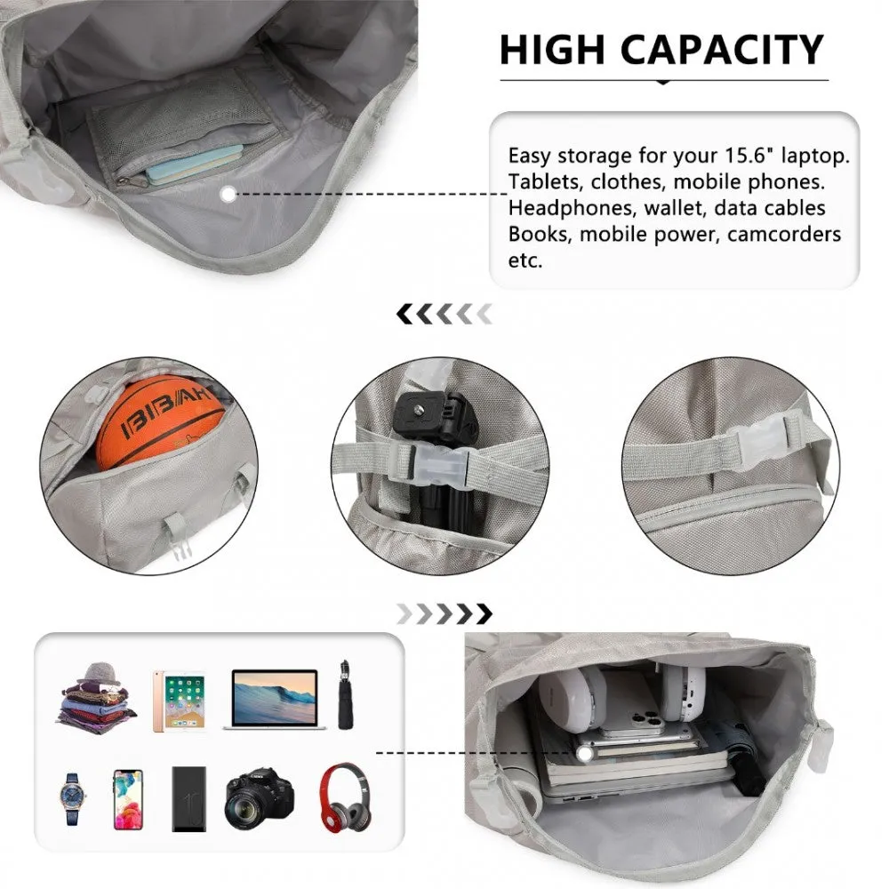 Eq2302 - Kono Large Capacity Basketball Sports Fitness Backpack - Grey