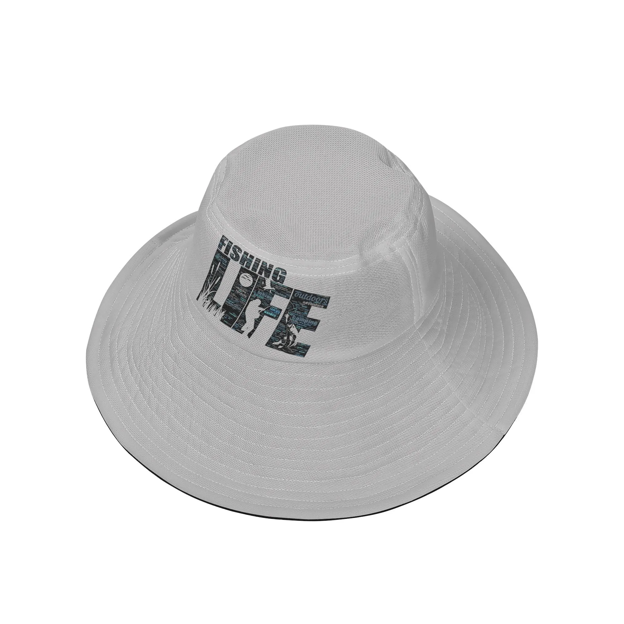Fishing Life Word Art Design Fishermans Bucket Hats