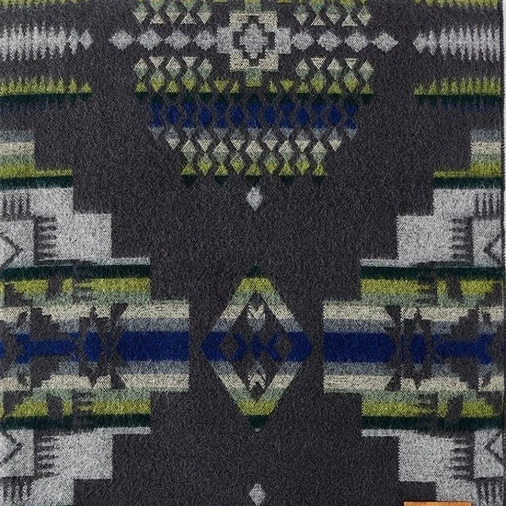 Forest Green and Blue Tribal Print Throw Blanket
