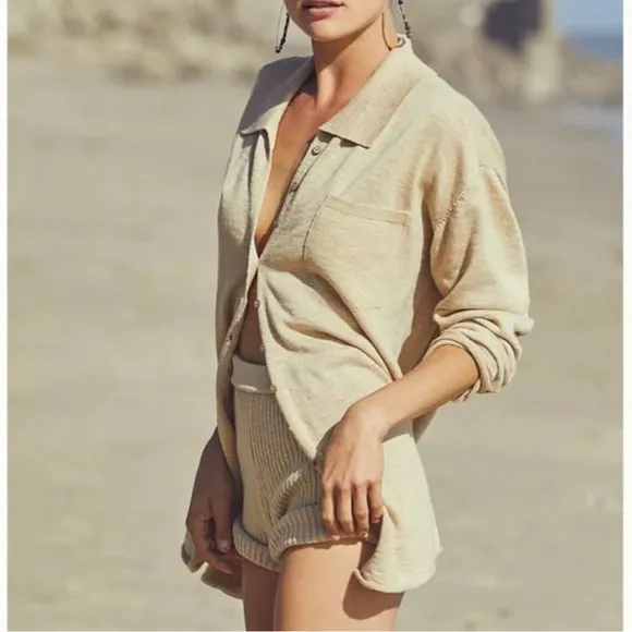 FREE PEOPLE ZUMA SWEATER SET OATMEAL XS