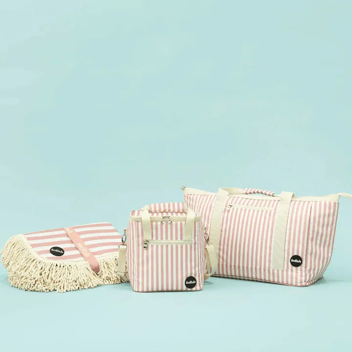 Fringed Picnic Rug Rose Stripe