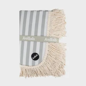 Fringed Picnic Rug Sage Stripe