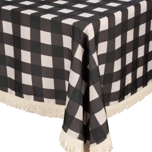 Fringed Tablecloth Black Check