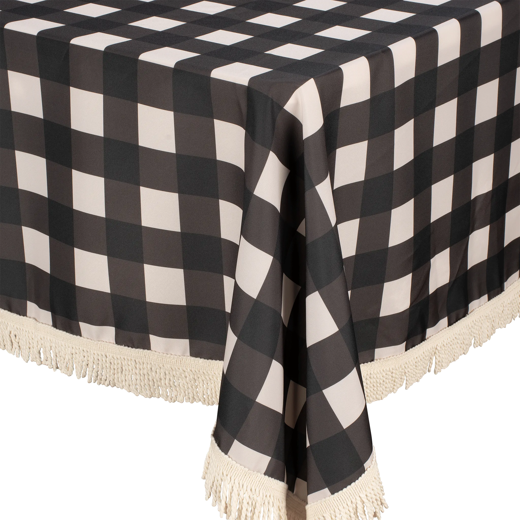 Fringed Tablecloth Black Check