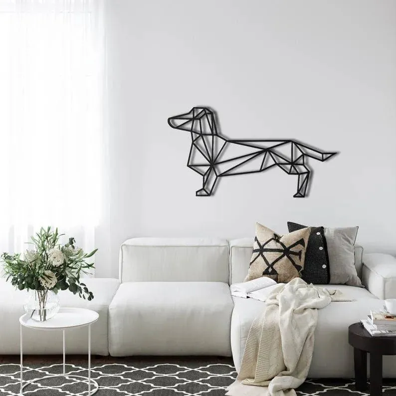 Geometric Dachshund Metal Wall Art