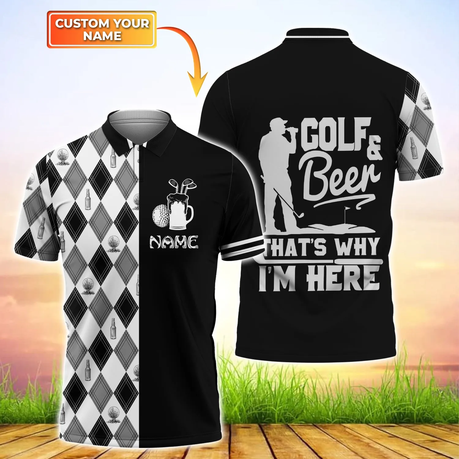 Golf And Beer Personalized Name 3D Polo Shirt 183 - Nvc97