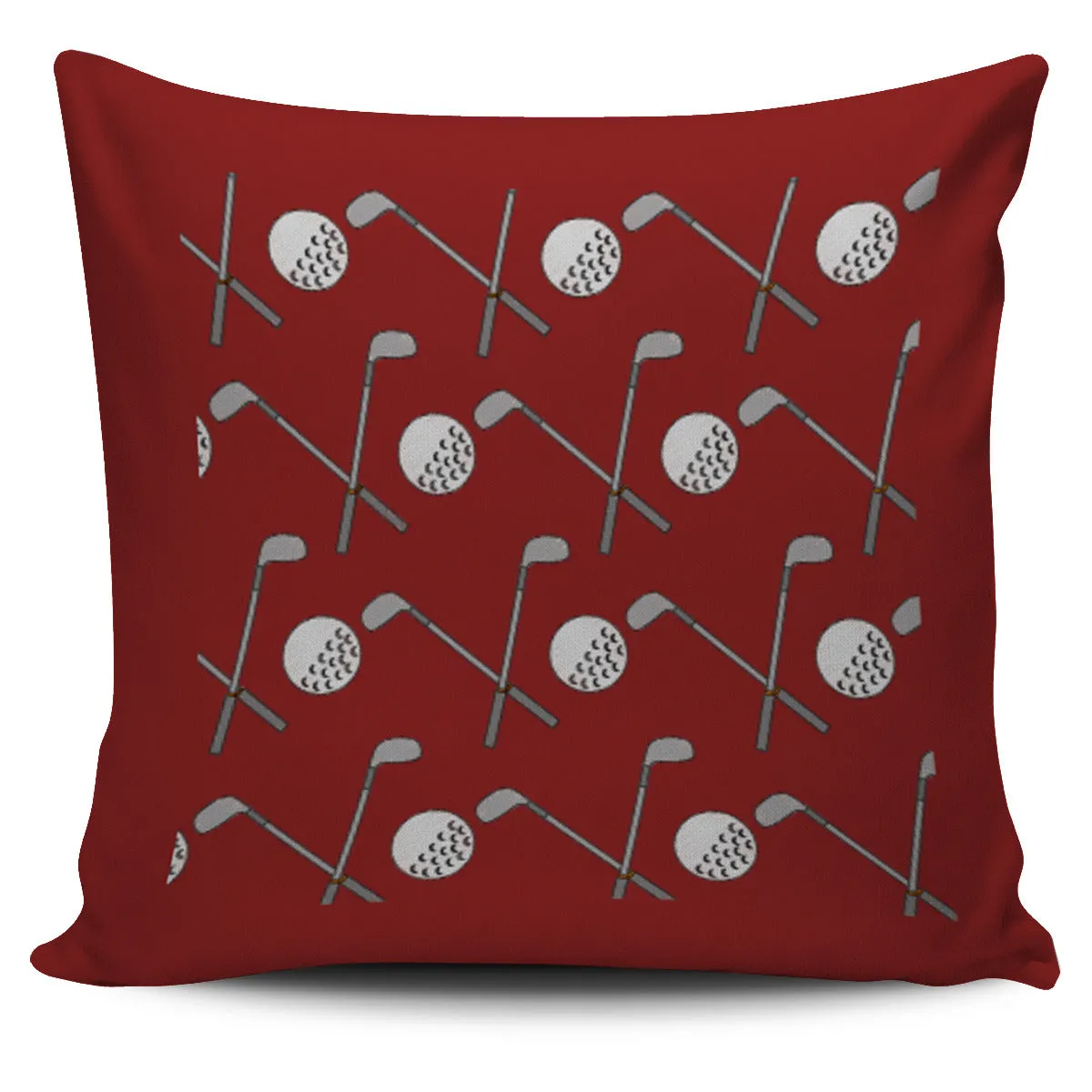 Golf Design Pillow Case - Burgundy
