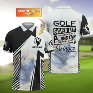 Golf Saved Me Personalized Name 3D Polo Shirt 184 - TD96