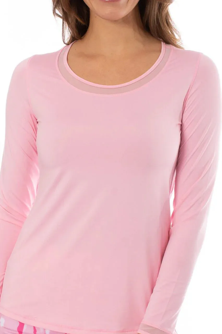 Golftini Long Sleeve Mesh Polo -LT PINK