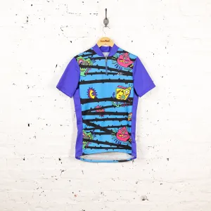 Headlock Vintage Patterned Cycling Top Jersey - Blue - L