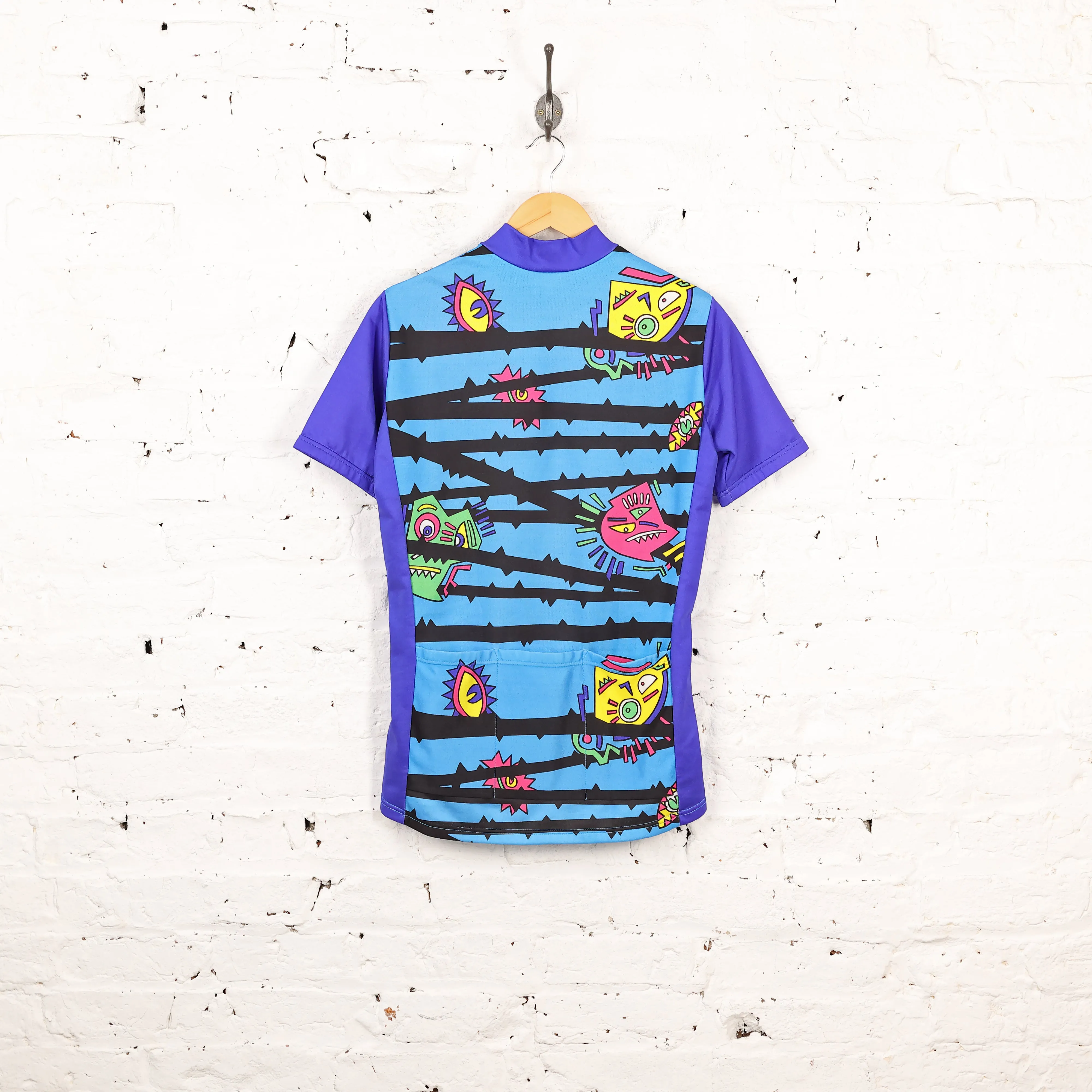 Headlock Vintage Patterned Cycling Top Jersey - Blue - L