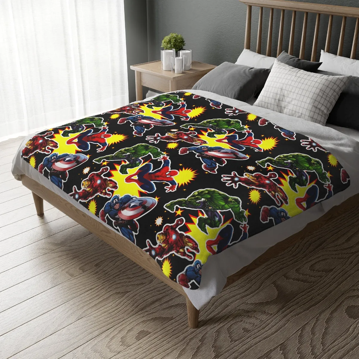 Hero Blanket Velveteen Minky Blanket (Two-sided print)