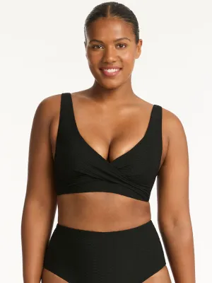 Honeycomb Cross Front Multift Top in Black