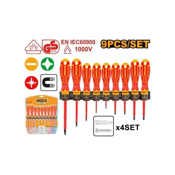 Ingco 9 PCS Insulated Screwdriver Set - HKISD0908