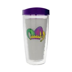 Insulated Tumbler Mardi Gras, Jester's Hat, 16 oz